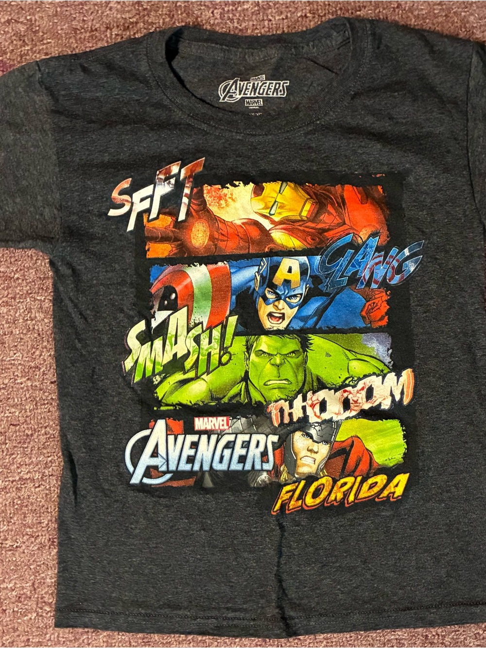Marvel Avengers Kids' Graphic Tee - Charcoal with Multicolor Heroes